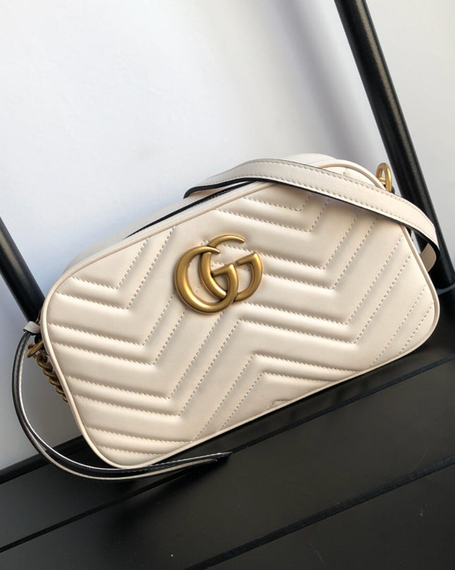 Gucci Marmont Small Matelassé Shoulder Bag 447632 White