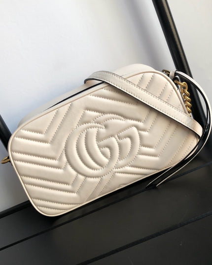 Gucci Marmont Small Matelassé Shoulder Bag 447632 White