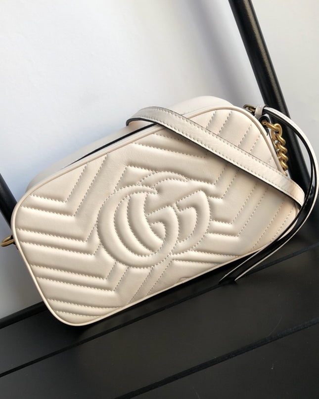 Gucci Marmont Small Matelassé Shoulder Bag 447632 White