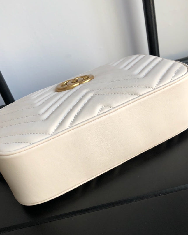 Gucci Marmont Small Matelassé Shoulder Bag 447632 White
