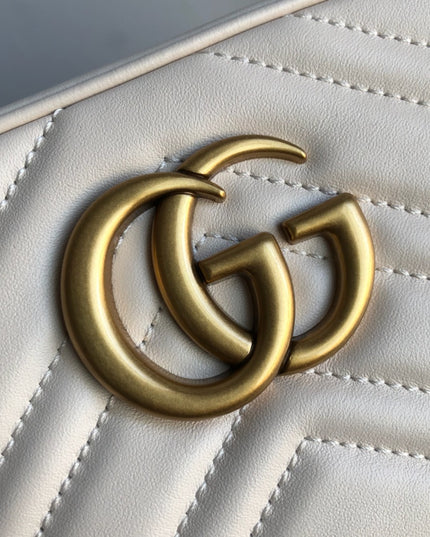 Gucci Marmont Small Matelassé Shoulder Bag 447632 White