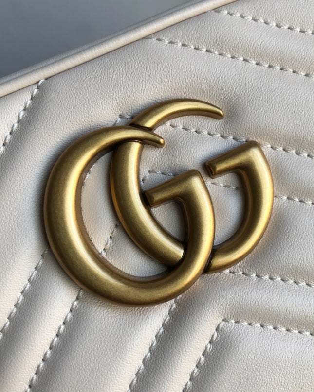 Gucci Marmont Small Matelassé Shoulder Bag 447632 White