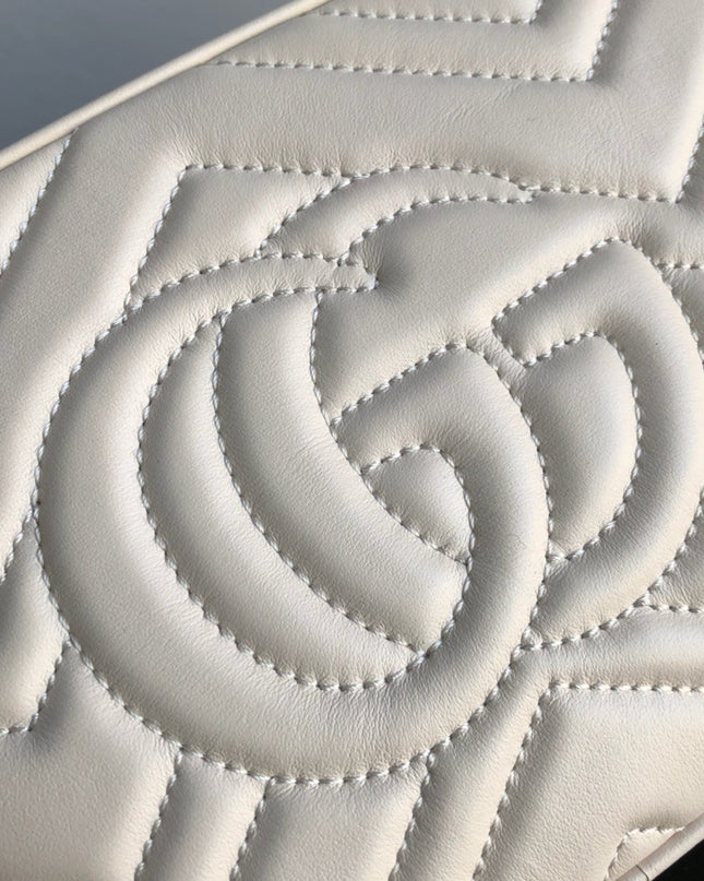 Gucci Marmont Small Matelassé Shoulder Bag 447632 White