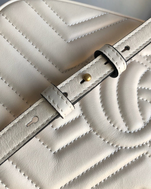 Gucci Marmont Small Matelassé Shoulder Bag 447632 White