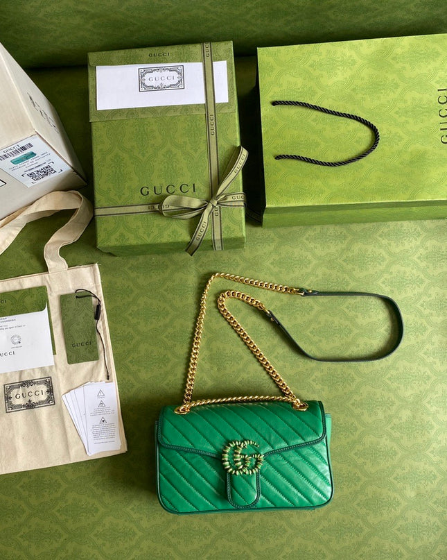 Gucci Marmont Small Shoulder Bag 443497 Green