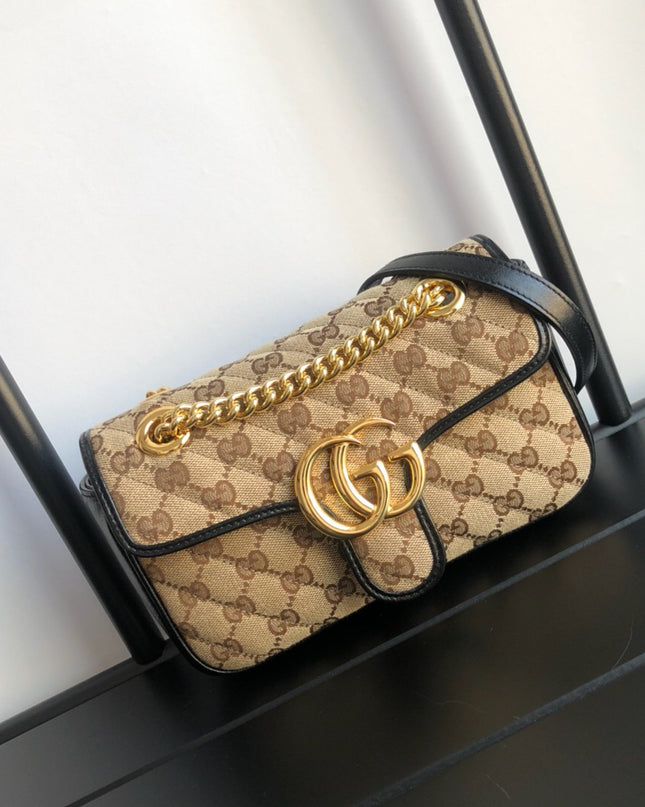 Gucci GG Supreme Canvas & Black Leather 443497