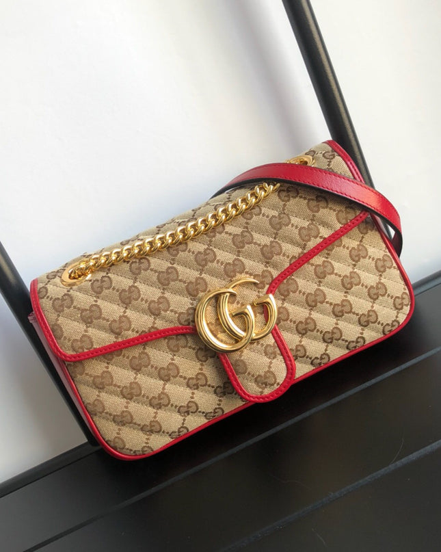 Gucci GG Marmont Small Shoulder Bag – Red Trim