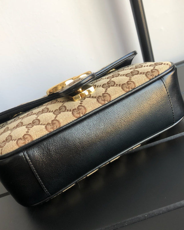 Gucci GG Supreme Canvas & Black Leather 443497