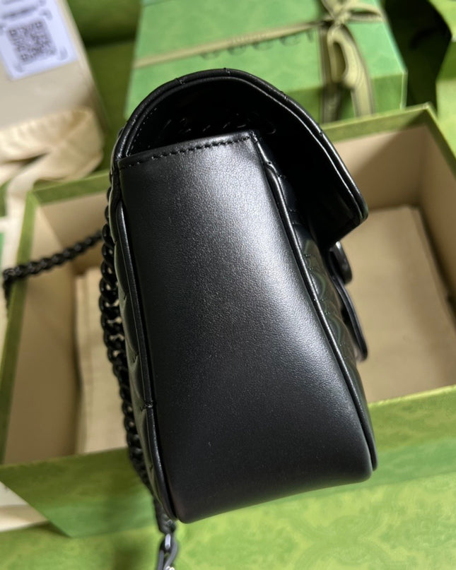 Gucci GG Marmont Small Shoulder Bag – Black Matelassé with Black Hardware