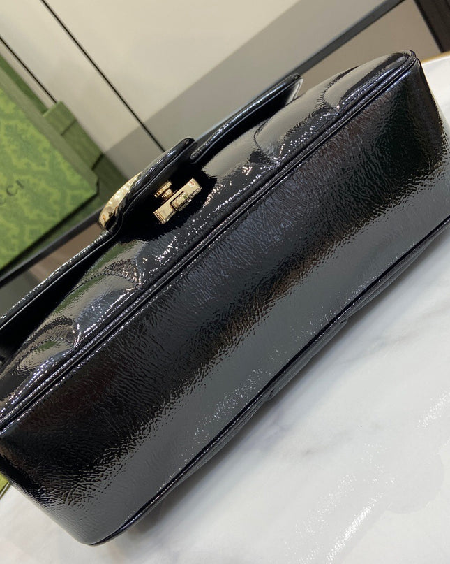 Gucci GG Marmont Small Shoulder Bag – Black Patent Leather