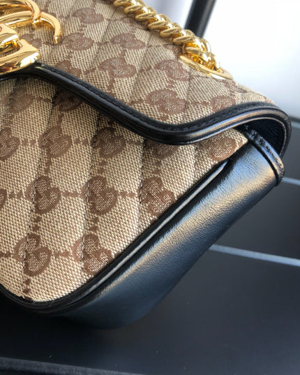 Gucci GG Supreme Canvas & Black Leather 443497