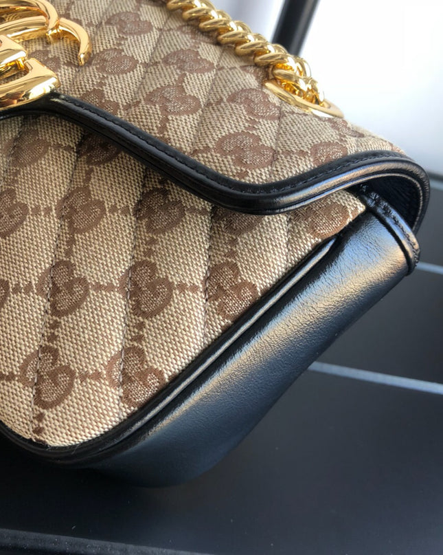 Gucci GG Supreme Canvas & Black Leather 443497