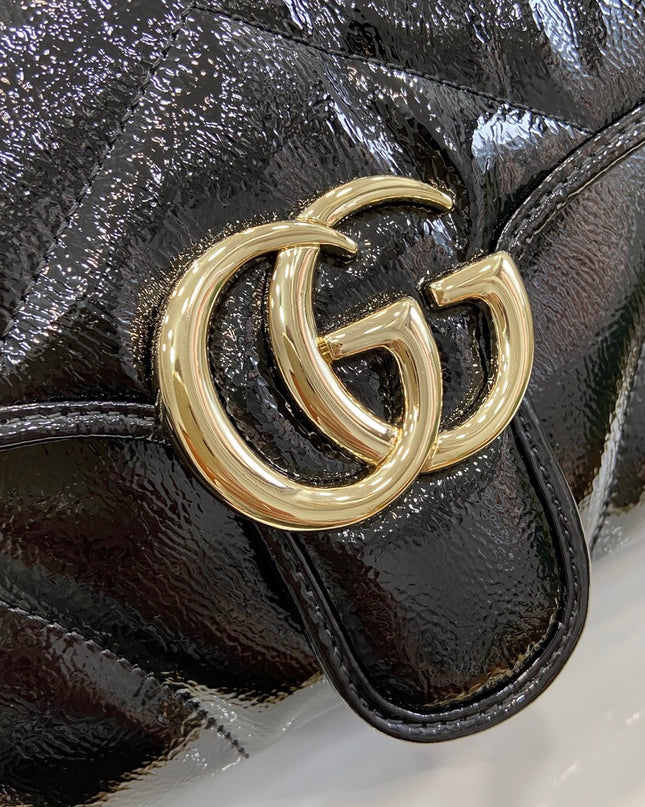 Gucci GG Marmont Small Shoulder Bag – Black Patent Leather