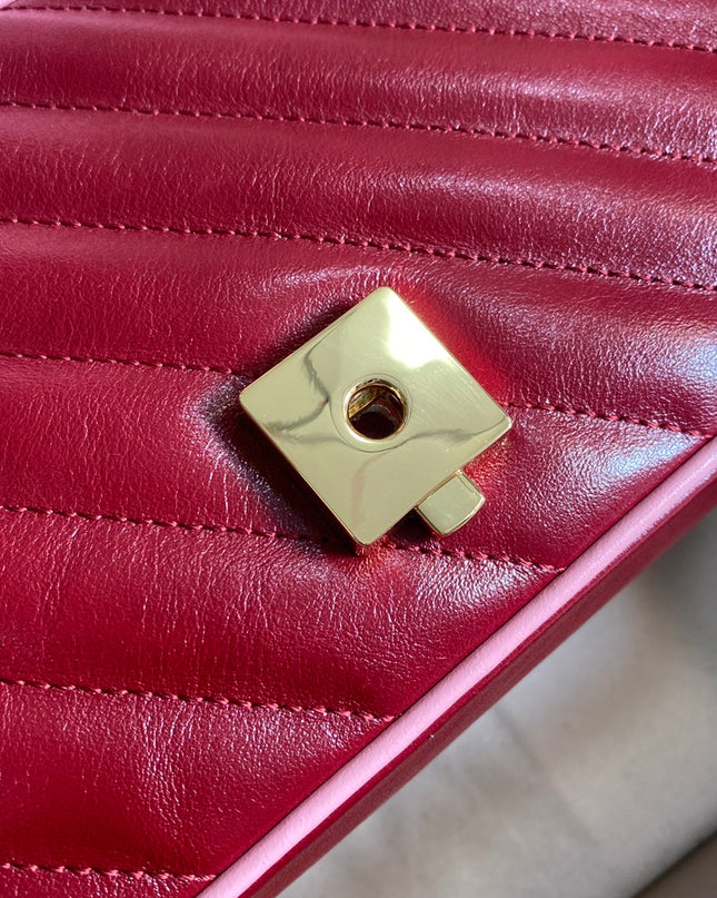 Gucci Marmont Small Shoulder Bag 443497 – Red Quilted Leather with Pink Trim