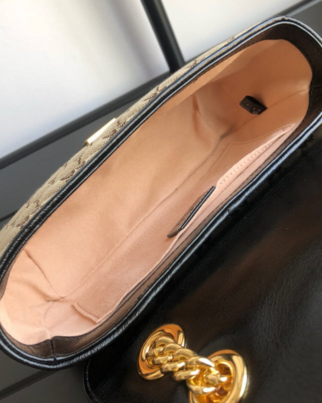 Gucci GG Supreme Canvas & Black Leather 443497