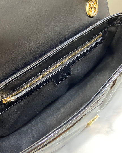 Gucci GG Marmont Small Shoulder Bag – Black Patent Leather