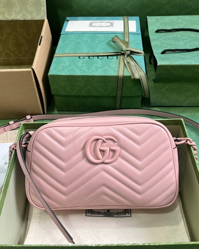 Gucci GG Marmont Camera Bag – Pastel Pink Matelassé Leather