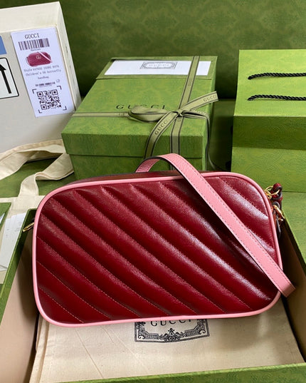 Gucci GG Marmont Mini Shoulder Bag – Red Matelassé with Crystal GG
