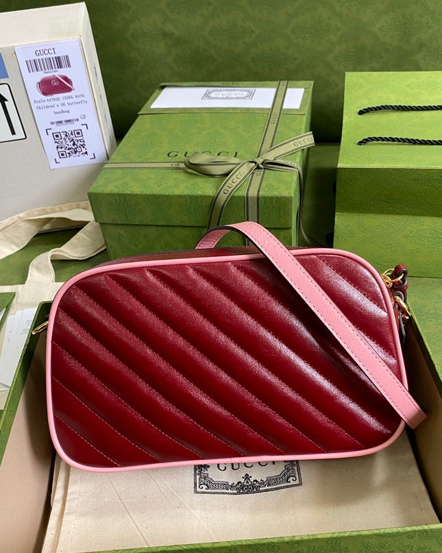 Gucci GG Marmont Mini Shoulder Bag – Red Matelassé with Crystal GG