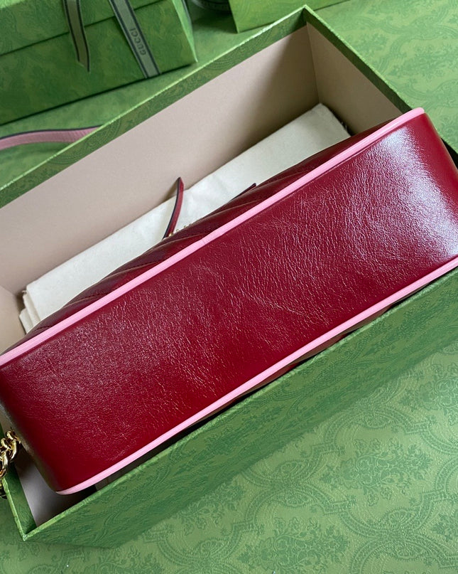 Gucci GG Marmont Mini Shoulder Bag – Red Matelassé with Crystal GG