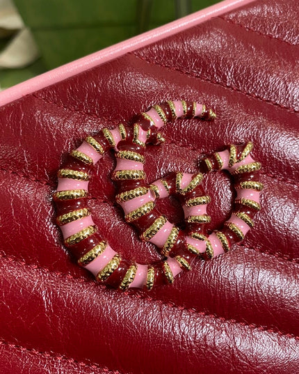 Gucci GG Marmont Mini Shoulder Bag – Red Matelassé with Crystal GG