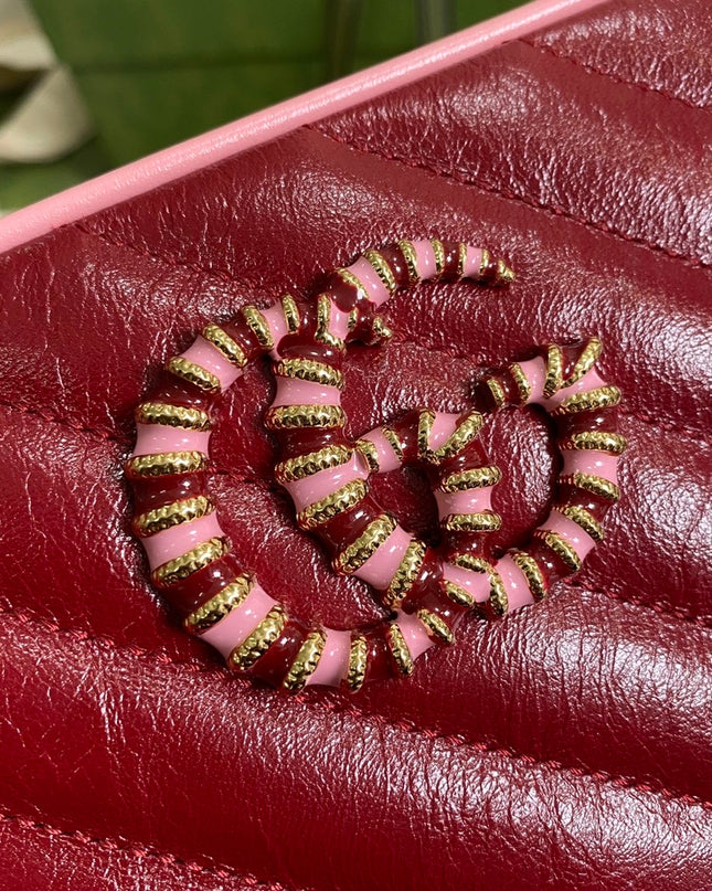 Gucci GG Marmont Mini Shoulder Bag – Red Matelassé with Crystal GG