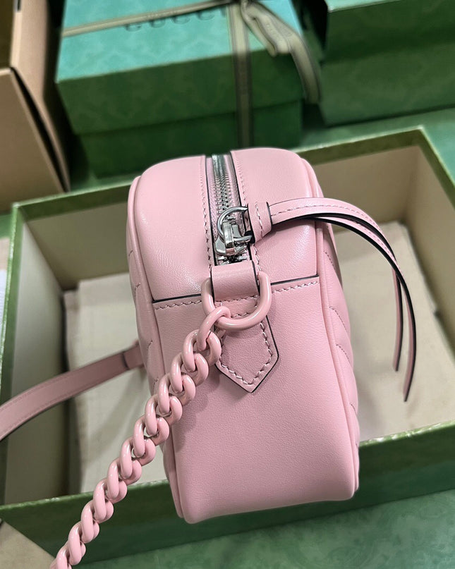 Gucci GG Marmont Camera Bag – Pastel Pink Matelassé Leather
