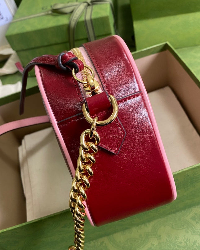 Gucci GG Marmont Mini Shoulder Bag – Red Matelassé with Crystal GG