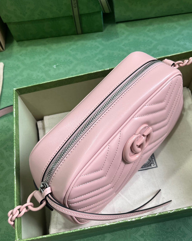 Gucci GG Marmont Camera Bag – Pastel Pink Matelassé Leather