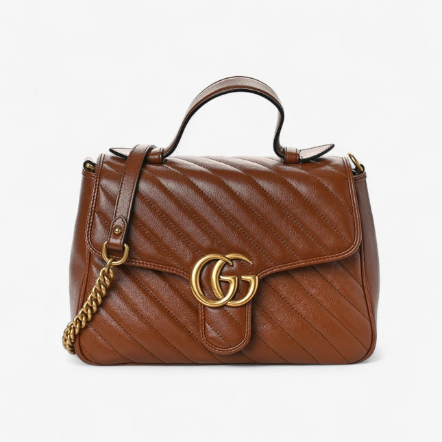 Gucci Marmont Small Top Handle Bag 498110 - Brown