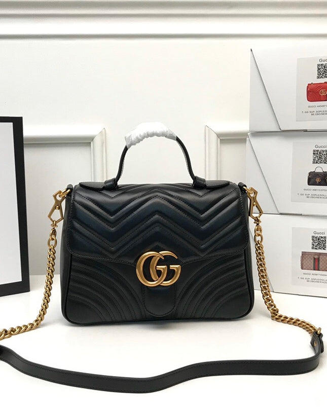Gucci Marmont Small Top Handle Bag 498110 Black