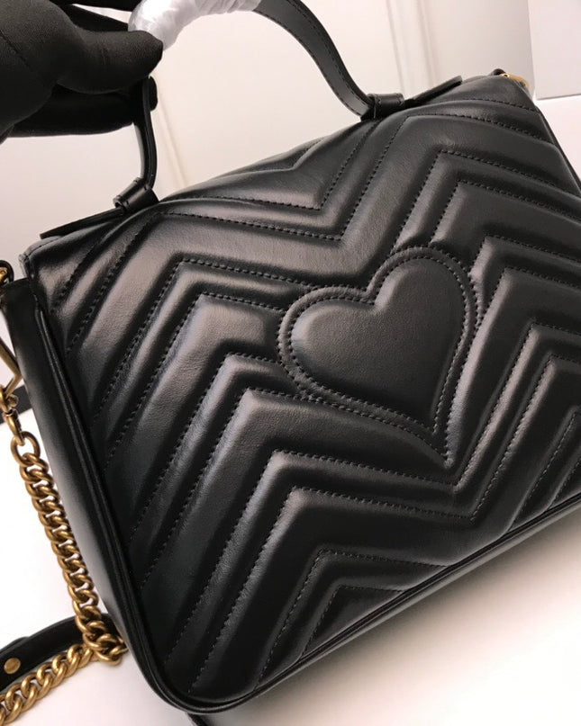 Gucci Marmont Small Top Handle Bag 498110 Black