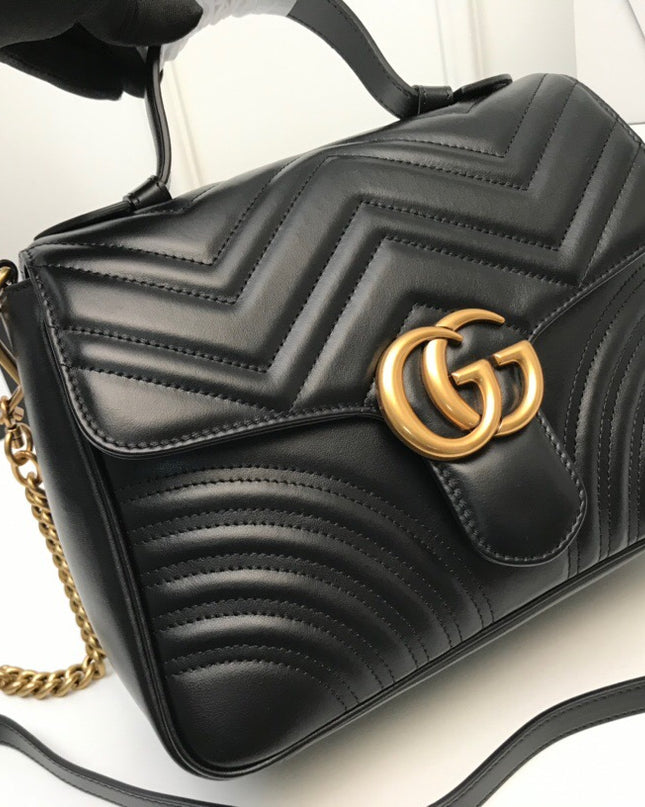 Gucci Marmont Small Top Handle Bag 498110 Black