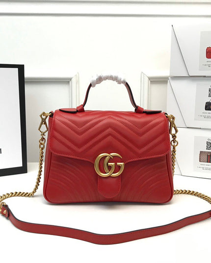 Gucci Marmont Small Top Handle Bag 498110 Red