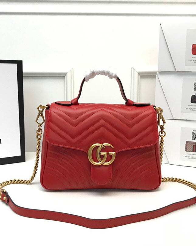Gucci Marmont Small Top Handle Bag 498110 Red