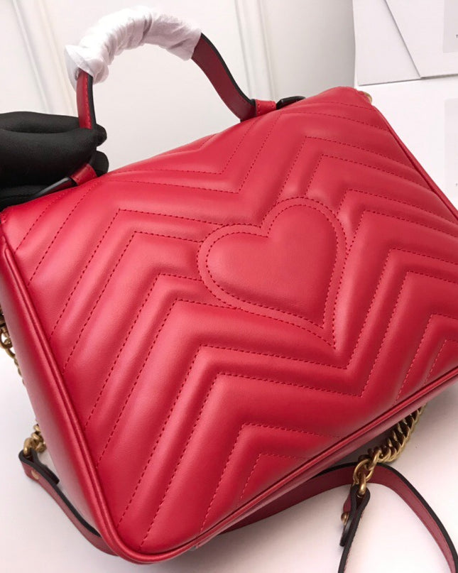 Gucci Marmont Small Top Handle Bag 498110 Red