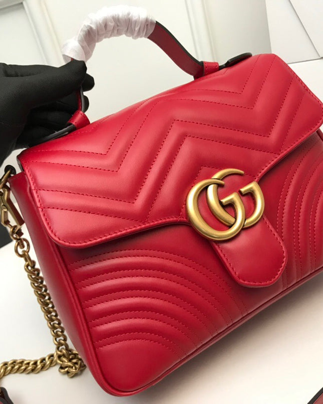 Gucci Marmont Small Top Handle Bag 498110 Red