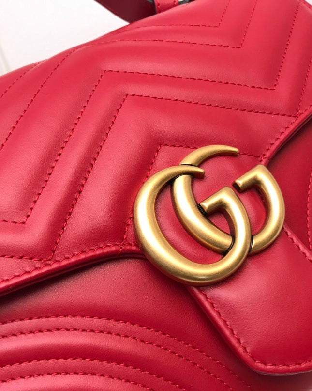 Gucci Marmont Small Top Handle Bag 498110 Red