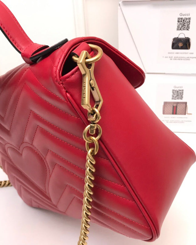 Gucci Marmont Small Top Handle Bag 498110 Red