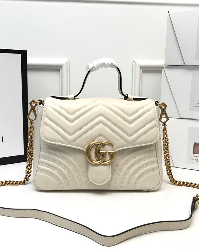 Gucci Marmont Small Top Handle Bag 498110 White