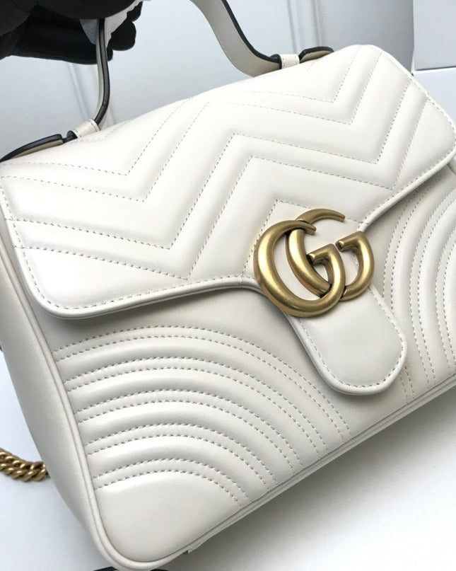 Gucci Marmont Small Top Handle Bag 498110 White