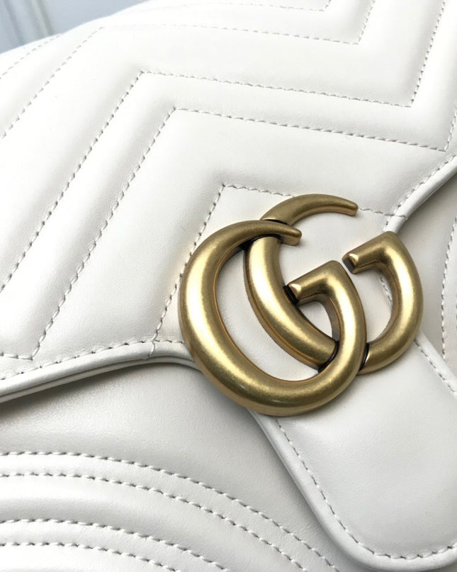 Gucci Marmont Small Top Handle Bag 498110 White