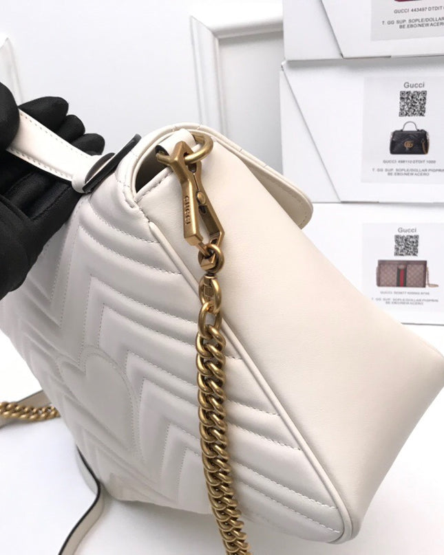 Gucci Marmont Small Top Handle Bag 498110 White