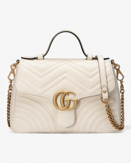 Gucci Marmont Small Top Handle Bag 498110 White