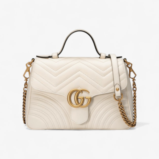 Gucci Marmont Small Top Handle Bag 498110 White