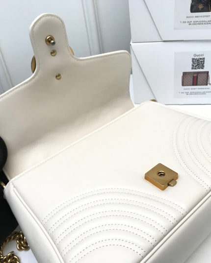 Gucci Marmont Small Top Handle Bag 498110 White