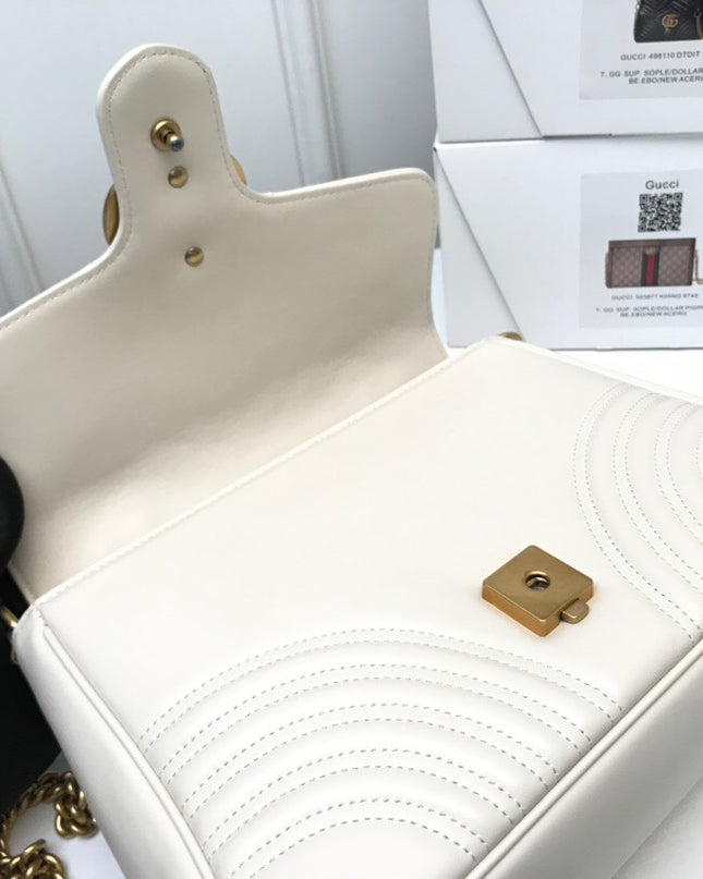 Gucci Marmont Small Top Handle Bag 498110 White