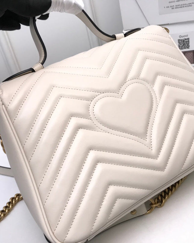 Gucci Marmont Small Top Handle Bag 498110 White