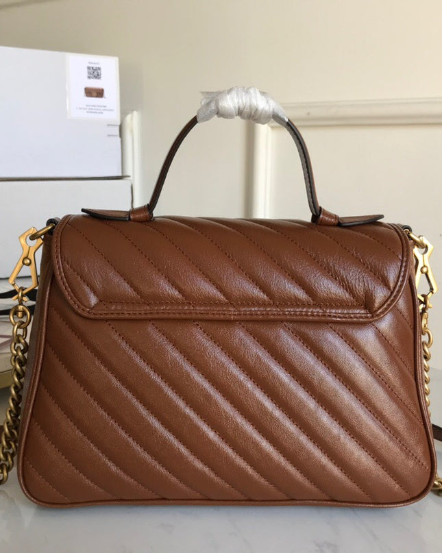 Gucci Marmont Small Top Handle Bag 498110 - Brown