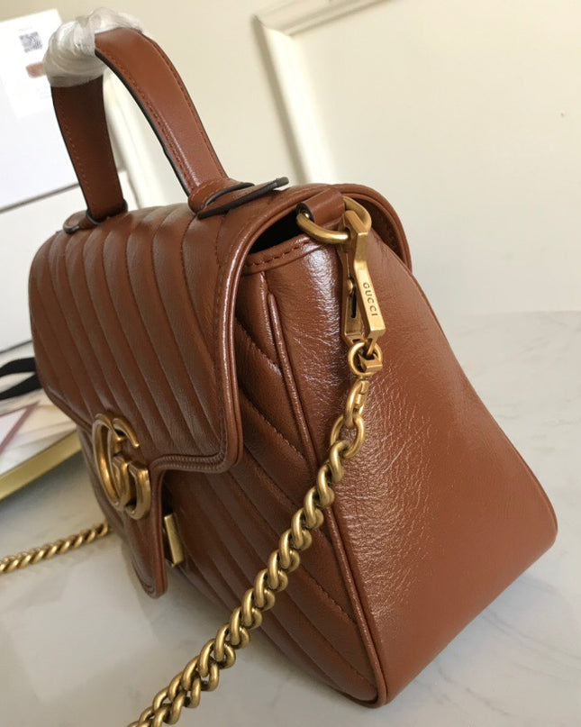 Gucci Marmont Small Top Handle Bag 498110 - Brown